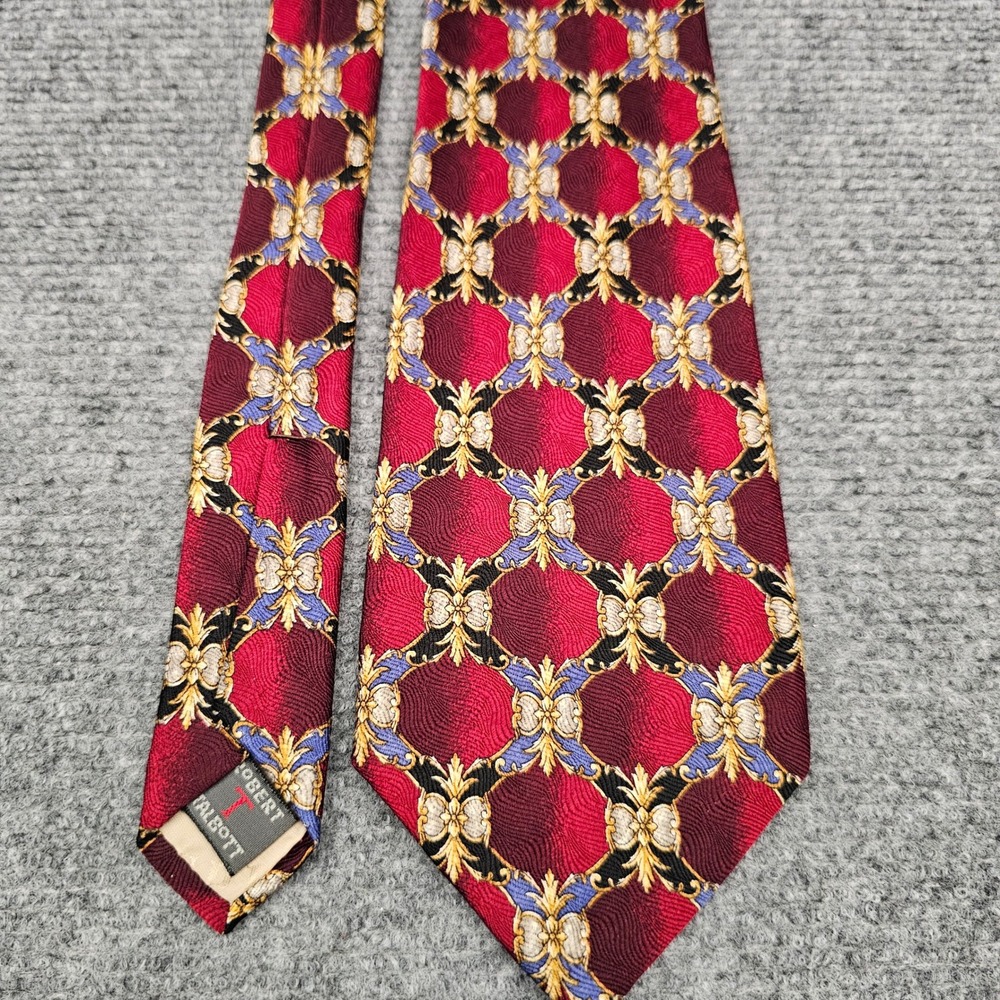 Robert Talbott Mens Tie Studio Silk Geometric Medallion Burgundy Red